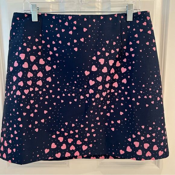 Lilly Pulitzer Adler Navy Jacquard Hearts Skirt Size 14 - Picture 9 of 11